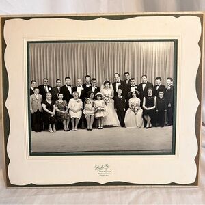 Vintage Italian Wedding Party Photo Cardboard Fold Open Frame 1950s Black White